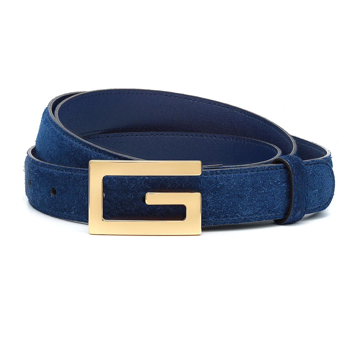 Gucci Blue Suede Gold Tone Rectangular G Logo Men's Buckle Gucci Blue Suede Gold Tone Rectangular G Logo Men's Buckle