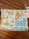 New Chico's Sanibel Florida Print Canvas Zip Top Pouch Make Up Bag Aria Aqua — photo 3
