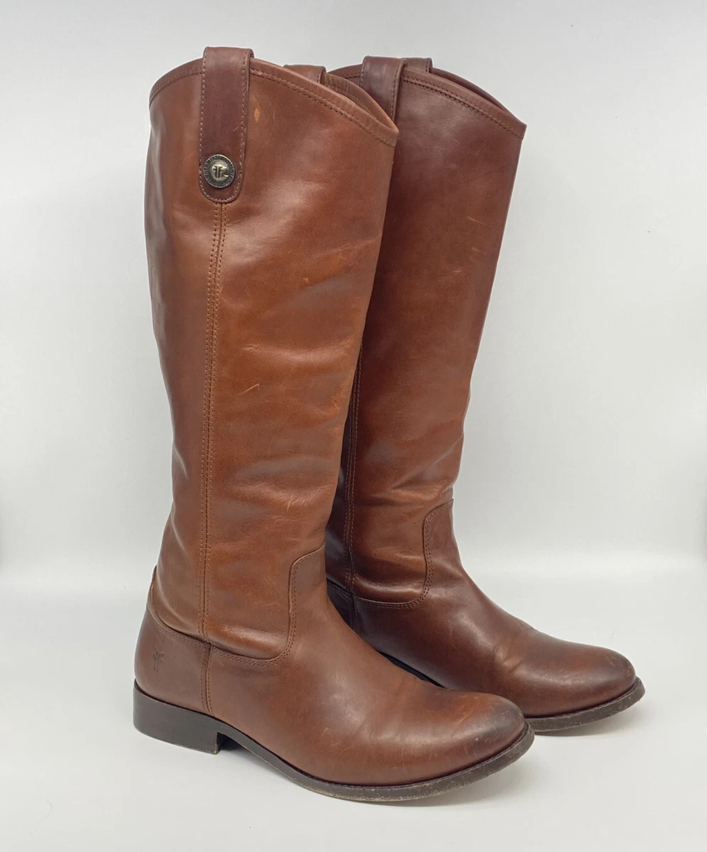 FRYE Melissa Button Lug US Women 7 Equestrian Leather Riding Tall