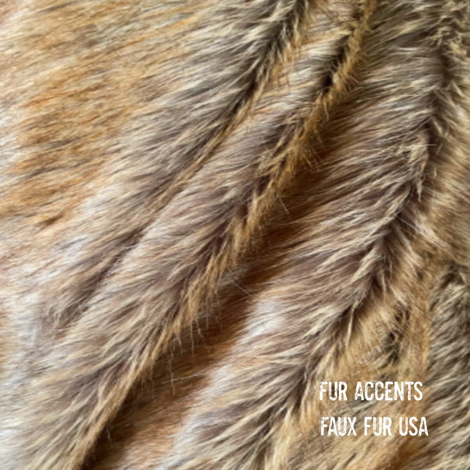 Faux Fur Tan Wolf, Bedspread, Minky Cuddle Fur Lining, Handmade, Fur Accents USA - Image 3 of 4