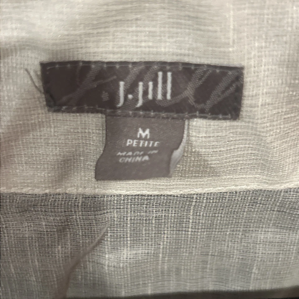 J. Jill Silk/ Linen Top Size M Cream Pleated Pintuck Boho Chic Shirt - Image 4 of 4