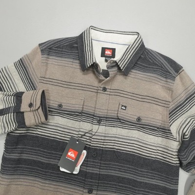 Quicksilver Anthracite Striped Shirt Jacket Men's Size S L/S Relaxed Fit