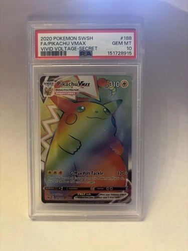 Pokémon Pikachu VMAX Secret Rare Full Art 188/185 Vivid Voltage PSA 10 Holo