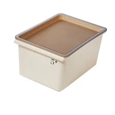 Storage Bin Grooved Bottom Cream Style Storage Basket Stackable Plastic Ample