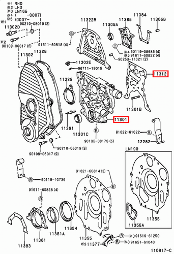 Genuine Hiace LXH22 LXH18 LXH12 LH184 5L 2L Timing Gear Cover Case w Gasket - Picture 11 of 20