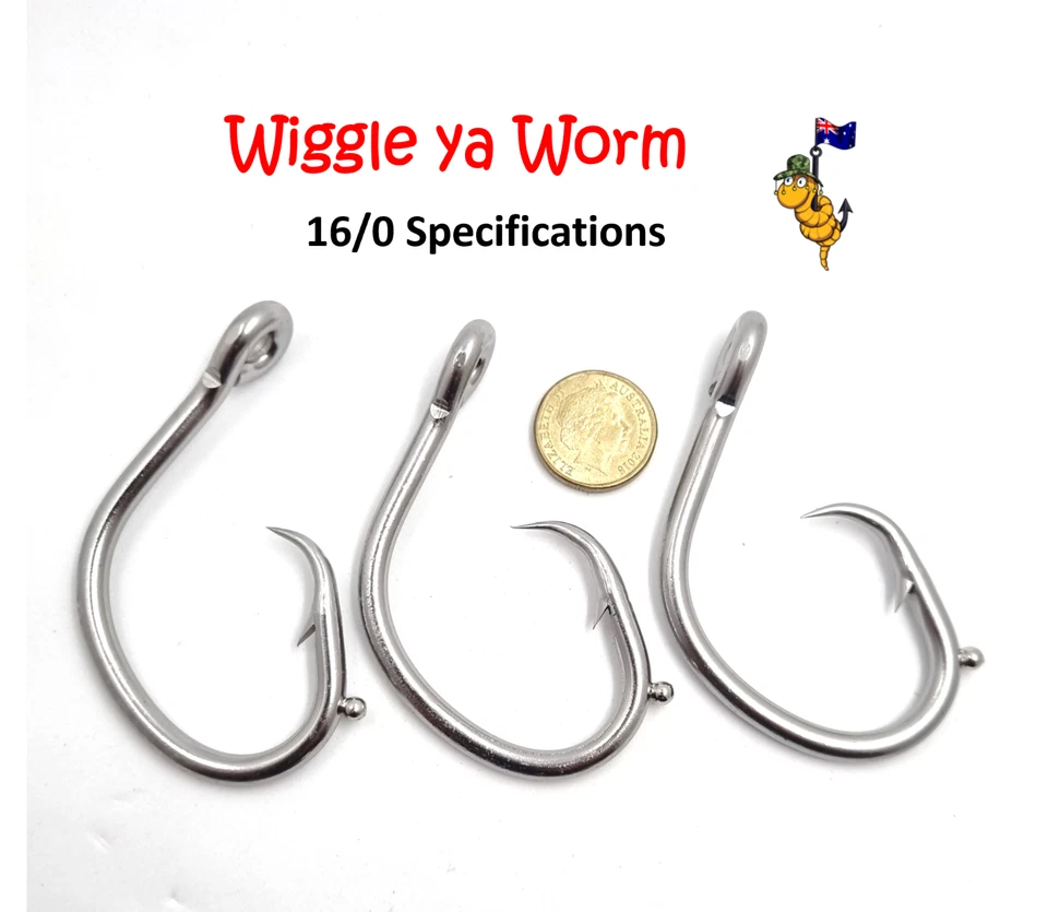 16/0 Stainless Steel Shark Hooks with Welded Bait Stops – 3, 9 or 18 Pack - image 4 of 4