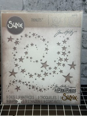 Sizzix SWIRLING STARS Tim Holtz thinlits #663095 ~ Birthday Christmas