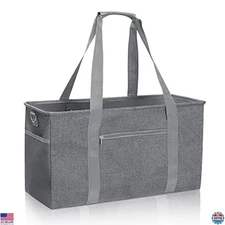 Extra Large 42L Reusable Grocery Tote Bag, Foldable Shopping Basket with Metal