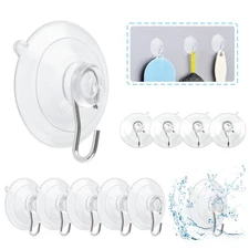 12Pcs Suction Cup Hooks, 1.77 Inch Clear Suction Cup with Stainless Steel Hoo...