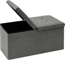 Storage Ottoman with Flipping Lids, Ottoman Bench Footrest Seat, Linen 30"X15"X1