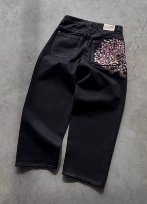 Derschutze Cherry Blossom Raw Denim Jeans Men