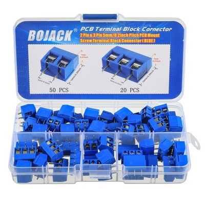 Blue 5mm 2 Pin 3 Pin Pitch PCB Mount Screw Terminal Block Arduino 70 Pack