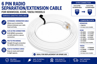 6 PIN RADIO TRENN-/VERLÄNGERUNGSKABEL FÜR MODELL ICOM IC2725E