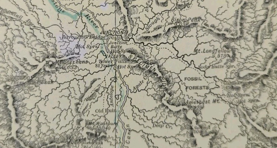 Vintage 1901 YELLOWSTONE NATIONAL PARK WYOMING Map 14"x11"  Old Antique Original - Image 4 of 4
