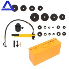 15 Ton Hydraulic Knockout Punch Driver Kit Hole Tool 1/2" - 4" with 10 Dies