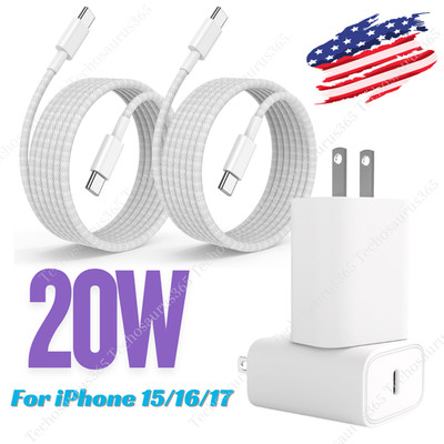 For iPhone 14 13 12 11 Pro XR PD Fast Charger Cord 20W USB-C Power Adapter Block