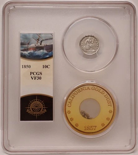 1850 Seated Liberty 10c PCGS VF30 Gold S.S. Central America