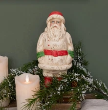 Ragon House Vintage Christmas Style White, Red & Green Santa Figurine 10" NEW