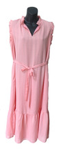 Ann Taylor Loft Pink Sherbet Lined Seersucker Sleeveless Dress S NEW