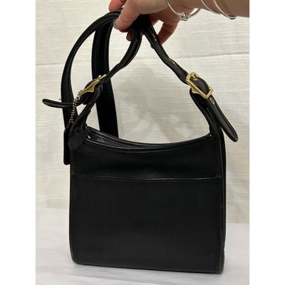 Vintage Coach Legacy Classic Black 100% Leather Shoulder Bag with Gold Hardware