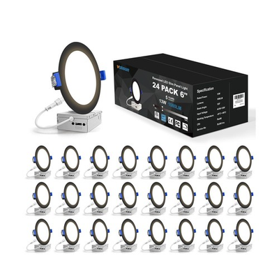 #ad VOLISUN 24 Pack 6 inch Recessed Lighting 5CCT LED Recessed Light Black 2700... $188.99