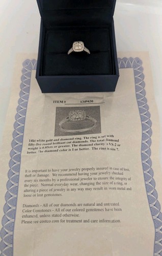 14kt White Gold Diamond Wedding Ring .85 CT