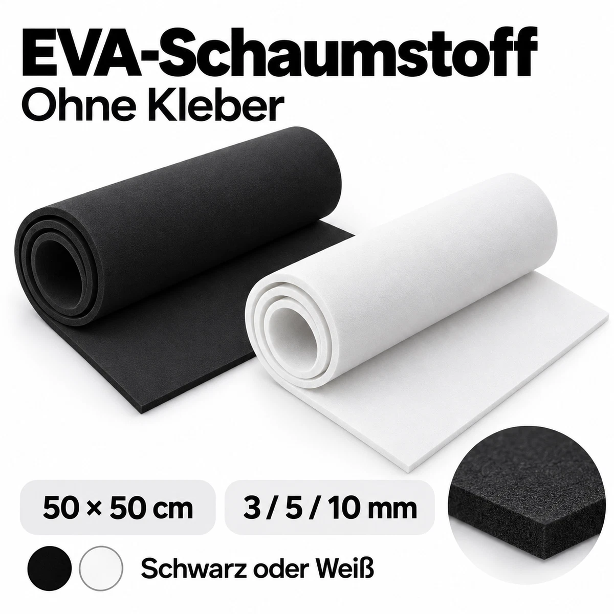 EVA Foam Schaumstoff Platten Schwarz Weiß 50x50cm 3 5 10mm Cosplay Basteln