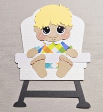 First Food Baby Highchair Boy Blonde Hair. Scrapbook, Card making Paper Piecing