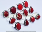 Red Coral Gemstone Ring Lot 925 Sterling Silver Plated Rings Jewelry
