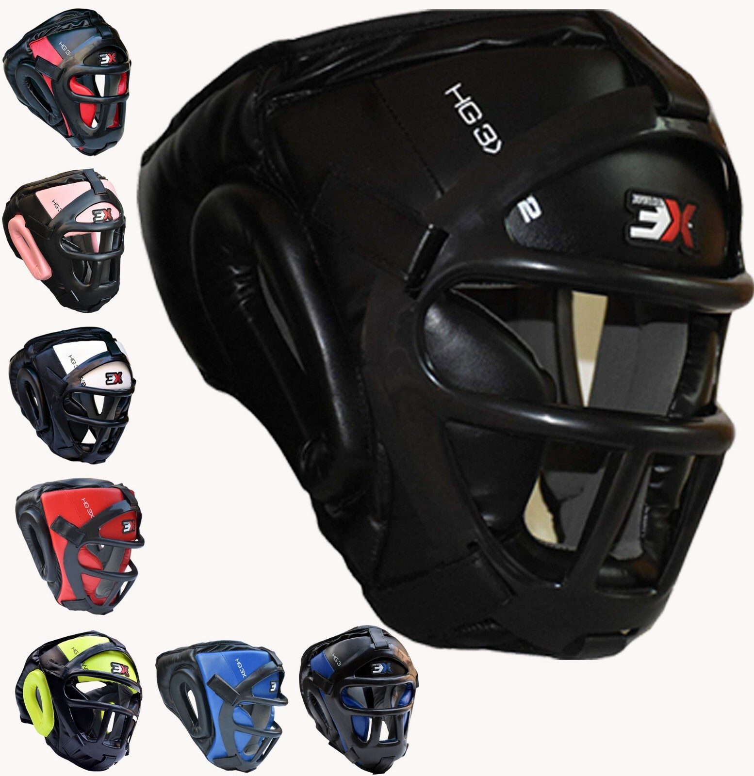 Boxing Head Guard By 3X Sports MMA Martial Art Headgear Face Protector