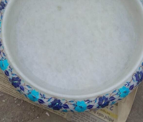 12'' Marble Dry Fruit Bowl plate Rare Inlay Marquetry Mosaic Table Decor - Picture 3 of 8