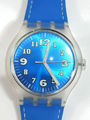 A Super 41mm SWATCH 2002 Limited Ed Watch SUDK103 OCEAN RIPPLE UNGETRAGEN BOX PAPIERE