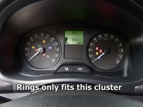 For Skoda Fabia II 07-14 Polished Aluminum Dashboard Trim dash Cluster Rings - Picture 2 of 9