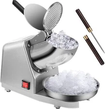 Electric Dual Blades Ice Crusher Shaver Snow Cone Maker Machine Silver 173lbs/hr
