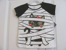 NWT 4T GIRL'S HALLOWEEN THEMED S/S SHIRT  MUMMY WRAPPING W/ BLACK CAT
