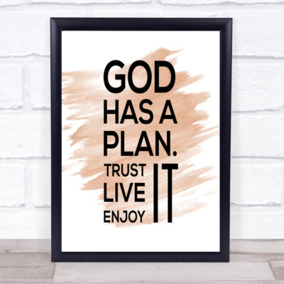 Gott hat einen Plan Zitat Druck Aquarell Wandbild
