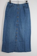 Vtg 90s Talbots 8 Blue 100 Cotton Denim Button Front Midi Skirt