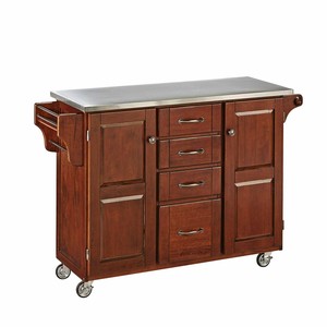 Home Styles Furniture Stainless Steel Cherry Kitchen Cart ...