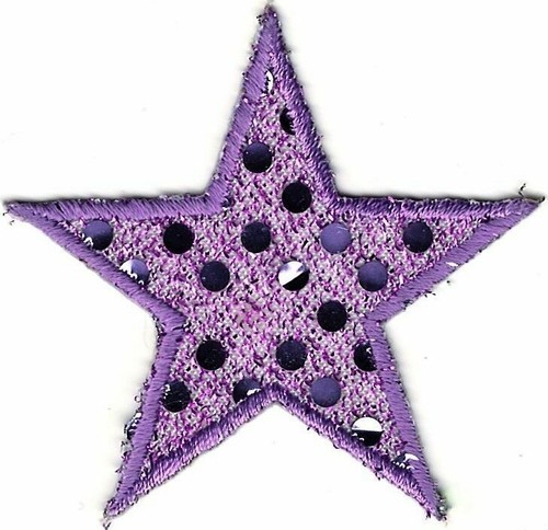 Purple Lavender Star Patch Embroidered polka dots Iron on 2nd Quality Lot of 12 - Picture 2 of 2