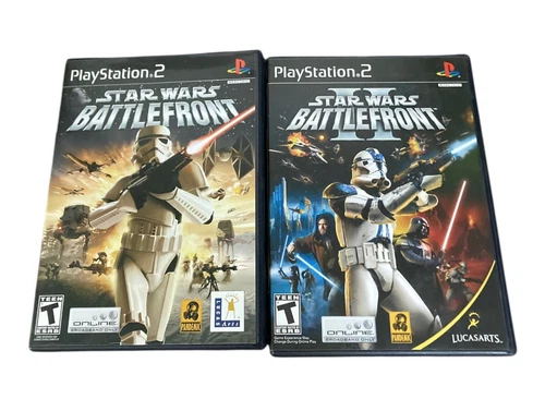 Sony PlayStation 2 PS2 CIB COMPLETE Star Wars Battlefront 1 + 2 BUNDLE LOT BL
