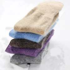 5 Pairs Women Wool Angora Casual Solid Boots Warm Thick Crew Colors Socks Winter