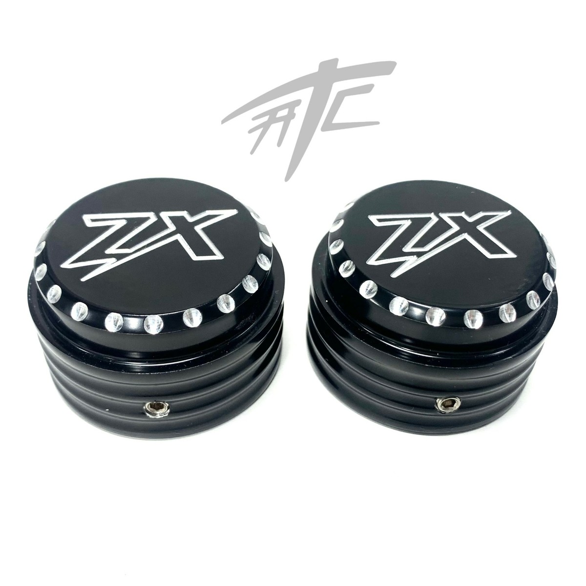ZX-14 BLACK CONTRAST DIAMOND CUT “ZX” FORK CAPS 2006-2024
