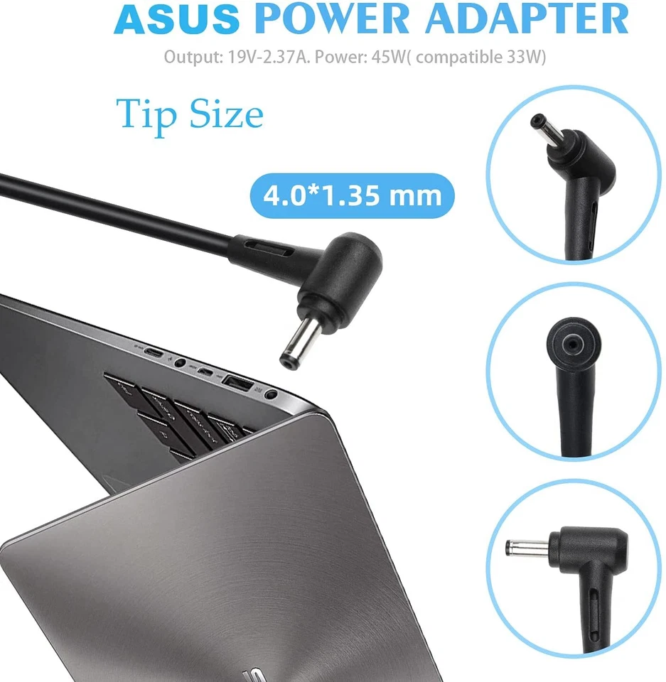 Cargador de portátil ASUS genuino 19V 2.37A 45W ADP-45BW punta B: adaptador de CA de 4,0 * 1,35 mm Foto 3 de 4