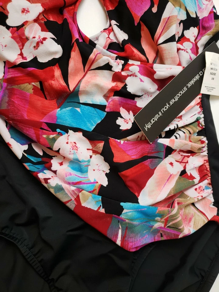 Traje de Baño Magic Talla 10 Floral Más Delgado Cerradura Sujetador Desmontable Acolchado Mujer NUEVO Foto 3 de 4