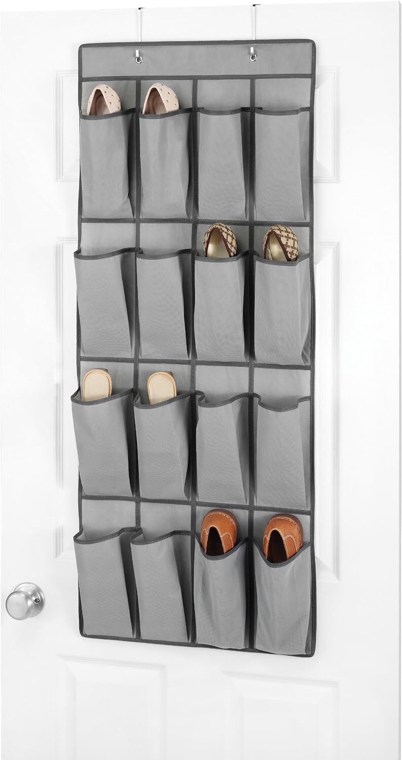 Whitmor 16-Pocket Over-the-Door Gray Shoe Organizer-image