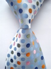 New Classic Polka Dot Blue Orange JACQUARD WOVEN 100 Silk Men's Tie Necktie