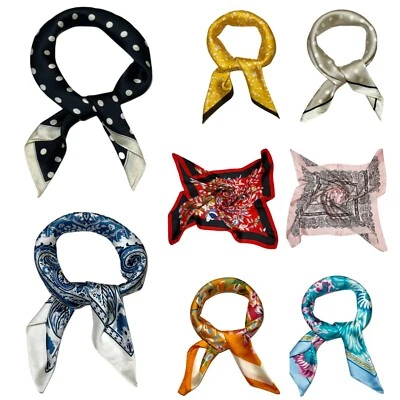WESTEND CHOICE Square Satin silk Scarves Printed Neck Scarf 50s Retro Women Scarf Lightweight
