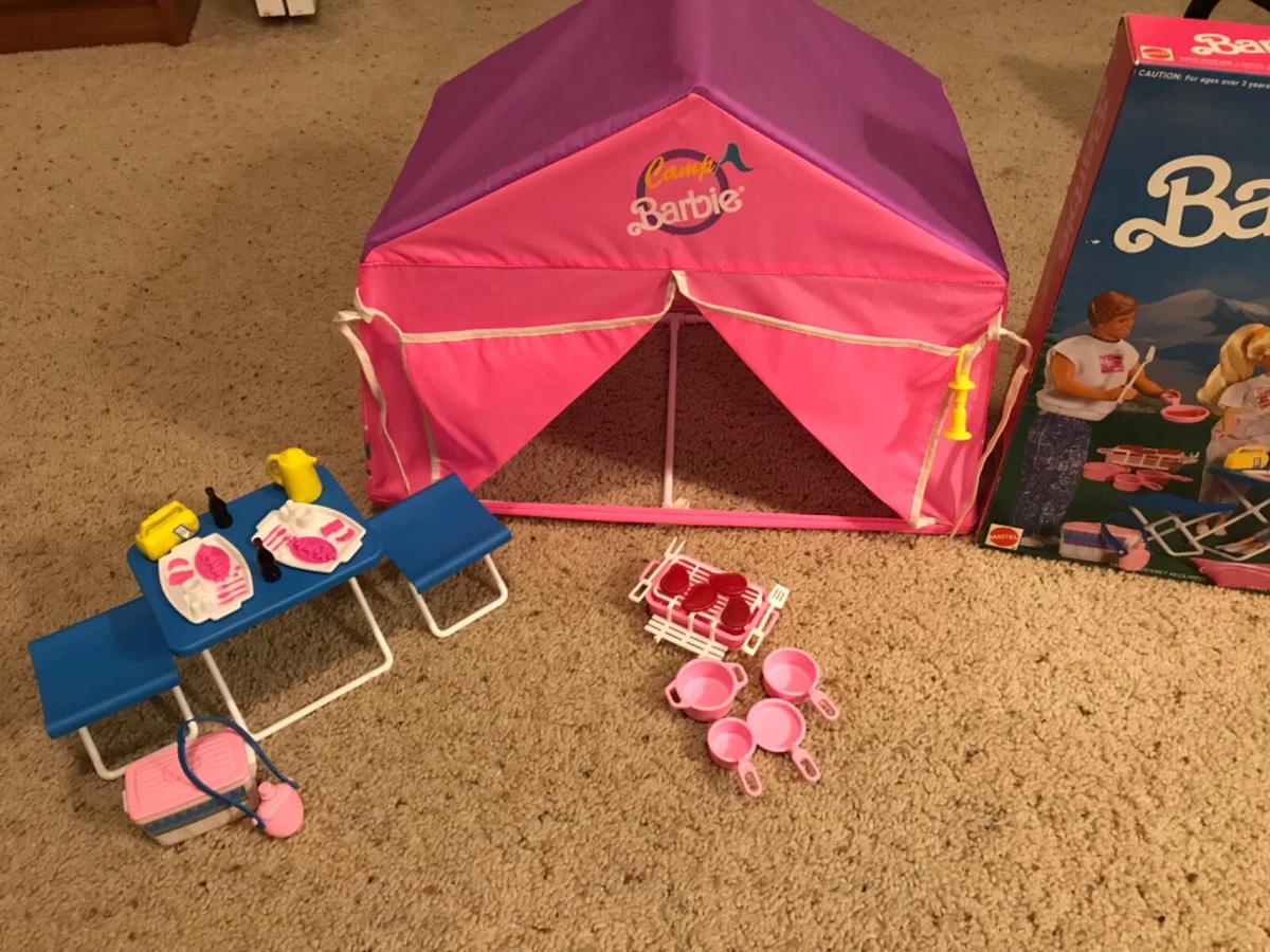 Barbie Vintage 1991 Camping Playset With Tent Mattel #7578