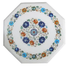 12" Marble side Table Top  Pietra dura Inlay Work Home Decor & Gifts