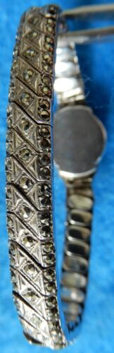 Woman's antique silver marcasite cocktail watch - Picture 5 of 14